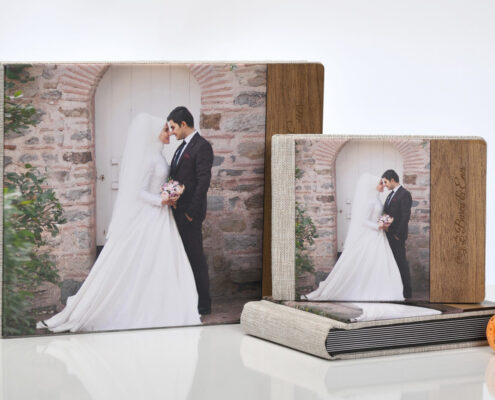 30-35 Fotoğraflık 25x66 Ahşap Kapak Lazer Yazılı Albüm